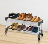 steel shoe rack black 2 tire