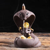 JD Fresh Resin Back Flow Smoke Fountain Incense Holder Nag and Snake Ganesha Incense Burner with 30 Back Flow Incense Stick Holder Cones for Pooja, Meditation, Prayer, Home Decoration