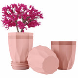 Set of 5 Plastic Round Flower Pots for Home Planters/Terrace, Garden/Suitable for Home Indoor & Outdoor/Gardening Pots for Plants/Plant pots for Balcony (Diamond, Baby Pink)