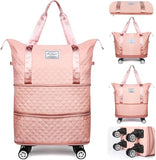 JD FRESH 2 Layer Nylon Duffle Trolley Bag for Traveling/Extendable Luggage with 4 Wheels/Waterproof Travel Bag/Convertible Luggages for Men and Women/Travelling Bags(Pink)