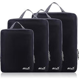 JD FRESH 4 Pcs Nylon Compression Packing Cubes For Travel/Water Resistant Packing Bags For Clothes Travelling with Zipper/Luggage Packing Organizer for Saree/Shirts/Jeans (Black)