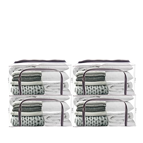 JD Fresh 4 Peices Wardrobe organizer for clothes, Storage box for Clothes for wardrobe, Cloth Storage Box, Storage Basket, Full Transparent, Pack of 4 PCS, Polyvinyl Chloride (PVC)
