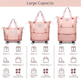 JD FRESH 2 Layer Nylon Duffle Trolley Bag for Traveling/Extendable Luggage with 4 Wheels/Waterproof Travel Bag/Convertible Luggages for Men and Women/Travelling Bags(Pink)