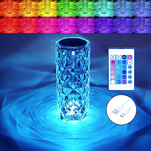 JD FRESH Crystal Lamp for Bedroom, RGB Lights Lamp Home Decor, Night Lamp, Geometry Lamp, Crystal Rose Lamp, Loona Lamps for Home Decoration, Dining Table lamp, Led Crystal Rose Touch Lamp(Pack of 1)