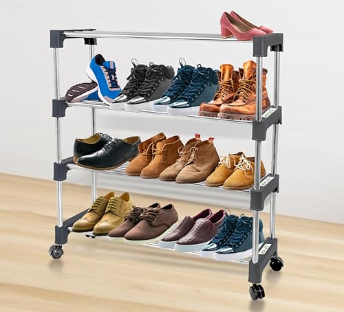steel shoe rack black 4 tire