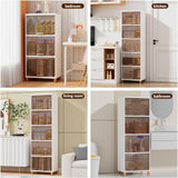 JD FRESH 4 Tier Foldable Plastic Rack for Storage/Kitchen Cupboard/Versatile and Sturdy Wardrobe for Clothes/Multipurpose Storage Organizer/Closet for Bedroom/Living Room/Laundry Room (Transparent)